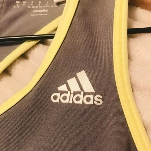 Adidas Grey Yellow Racerback Tank Tops Small - Picture 3 of 6